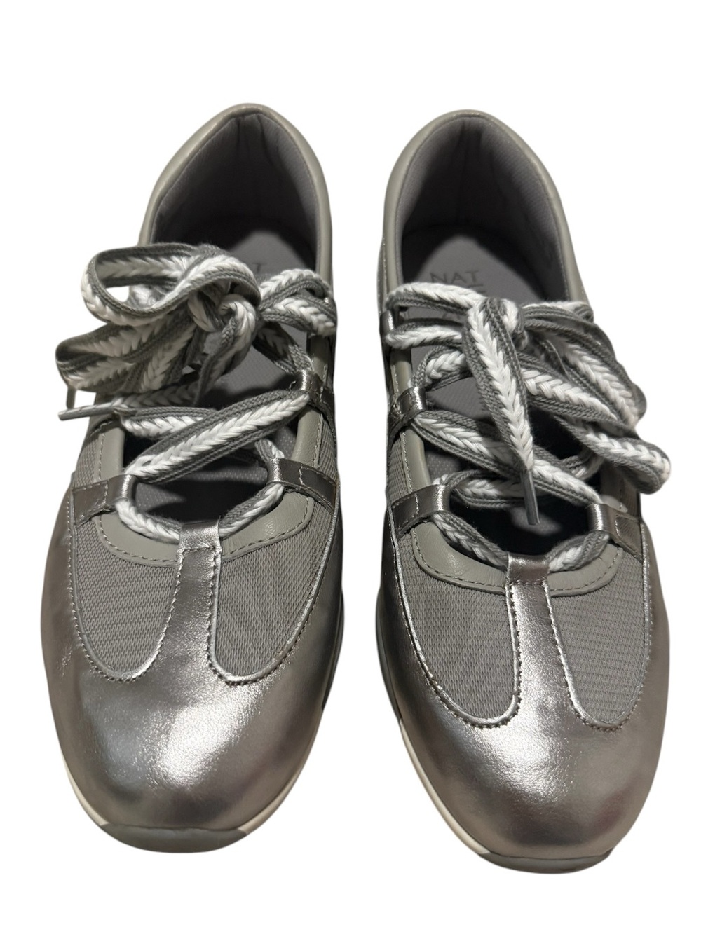 Naturalizer Tallulah Pewter Grey Leather/Mesh Ballet Sneakers Size 10